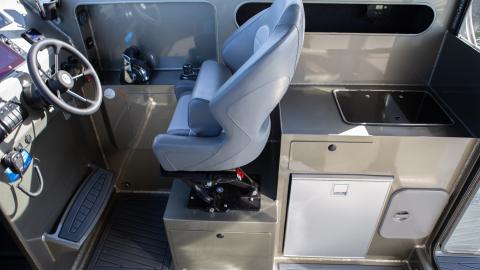Starboard seating module with two drawers, fridge, cooker/sink combo and shockwave seat base