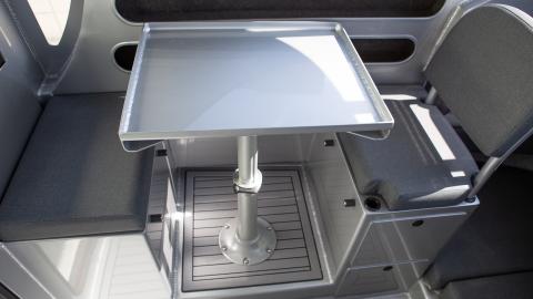 Wheelhouse drop down table seating with two drawers and top entry storage